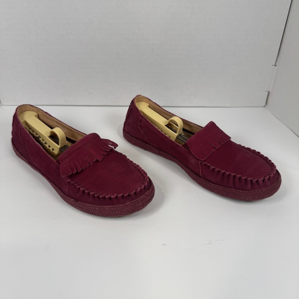 UGG Marrrah Loafers Women 7 Burgandy Leather Fringed Kiltie New No Box